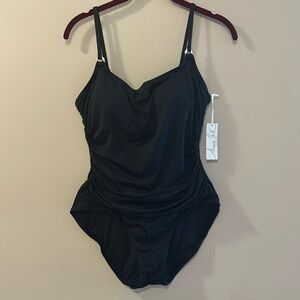 NWT, Anne Cole one piece black swimsuit, black, size 10